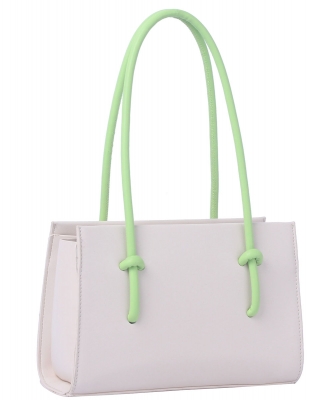 2-Tone Spring Tote Bag TD-0069-M BEIGE/LIME